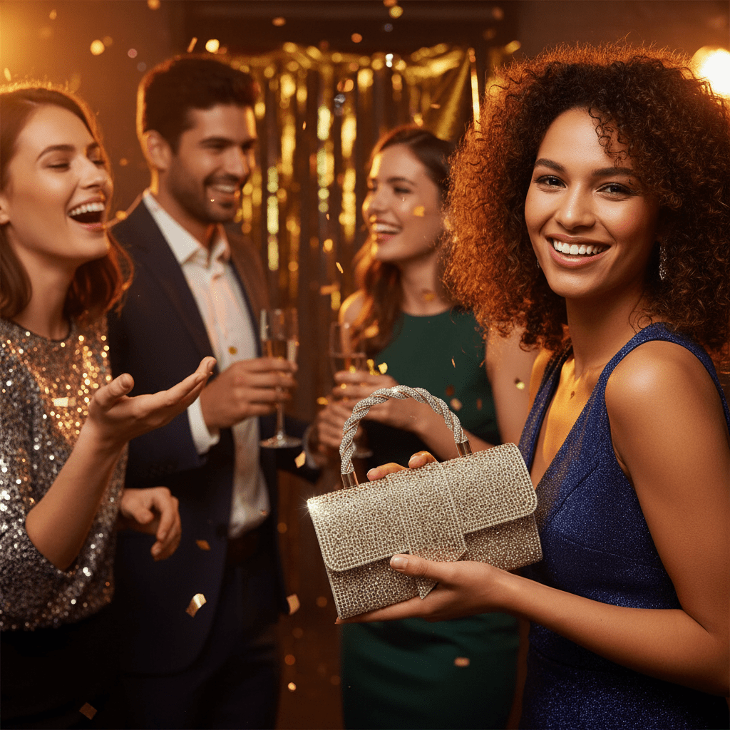 Elegantna Zlatna Clutch Torbica sa Cirkonima – Torbe – Zlatna Univerzalna – slika 6