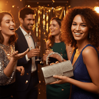 Elegantna Zlatna Clutch Torbica sa Cirkonima – Torbe – Zlatna Univerzalna – slika 6