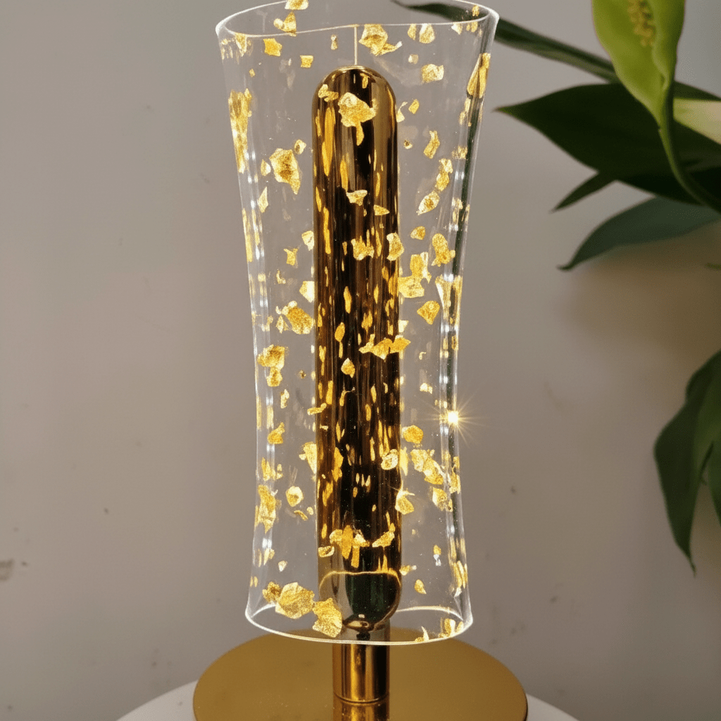 Elegantna Zlatna Stolna Lampa sa Efektom Zlatnih Listića – Rasvjeta – Zlatna – slika 6
