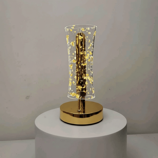 Elegantna Zlatna Stolna Lampa sa Efektom Zlatnih Listića – Rasvjeta – Zlatna – slika 1