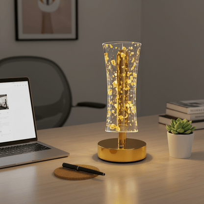 Elegantna Zlatna Stolna Lampa sa Efektom Zlatnih Listića – Rasvjeta – Zlatna – slika 4
