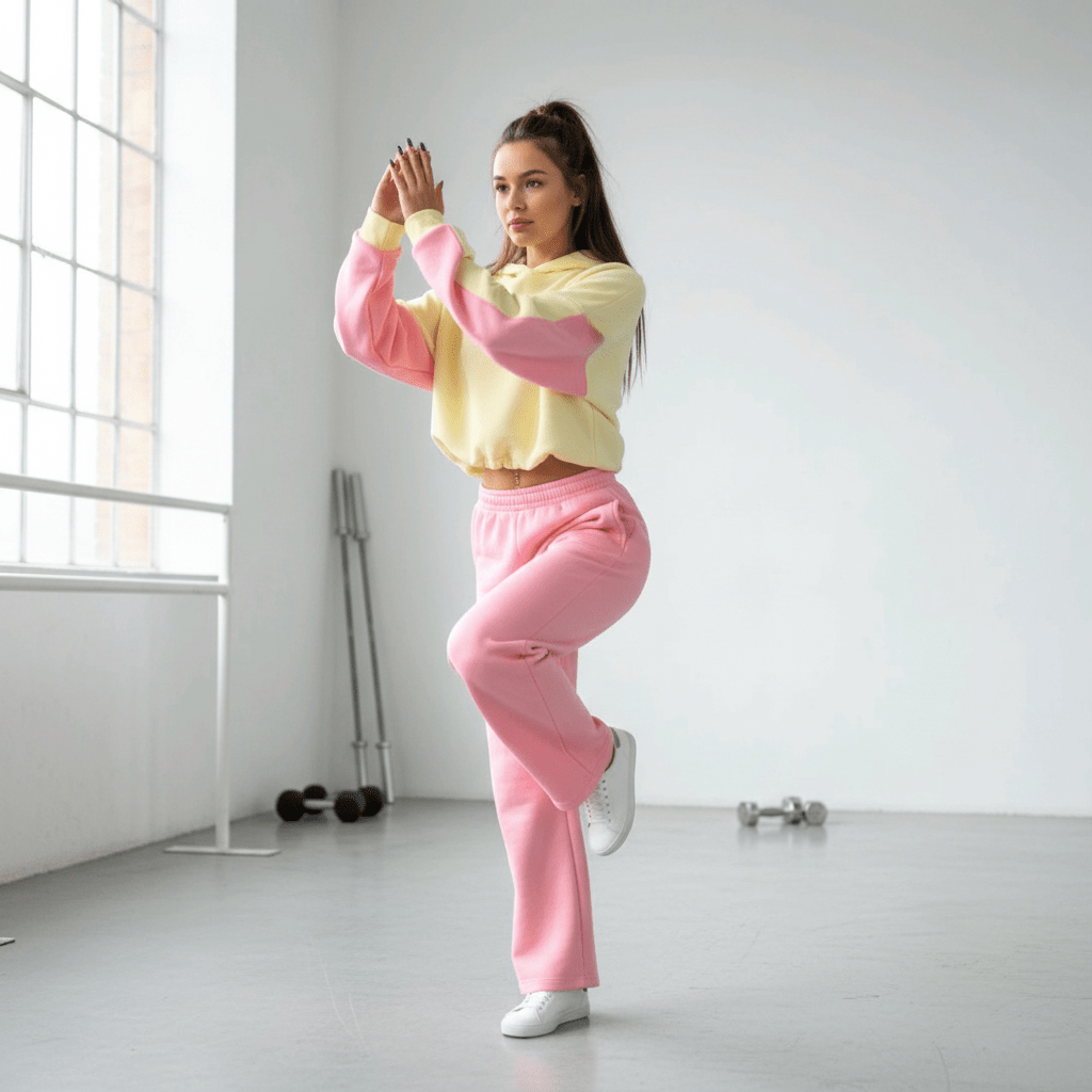 Elegantna Žuta Roza Trenerka Set – Trenerke – Univerzalna Žuta/Roza Kombinacija – slika 5