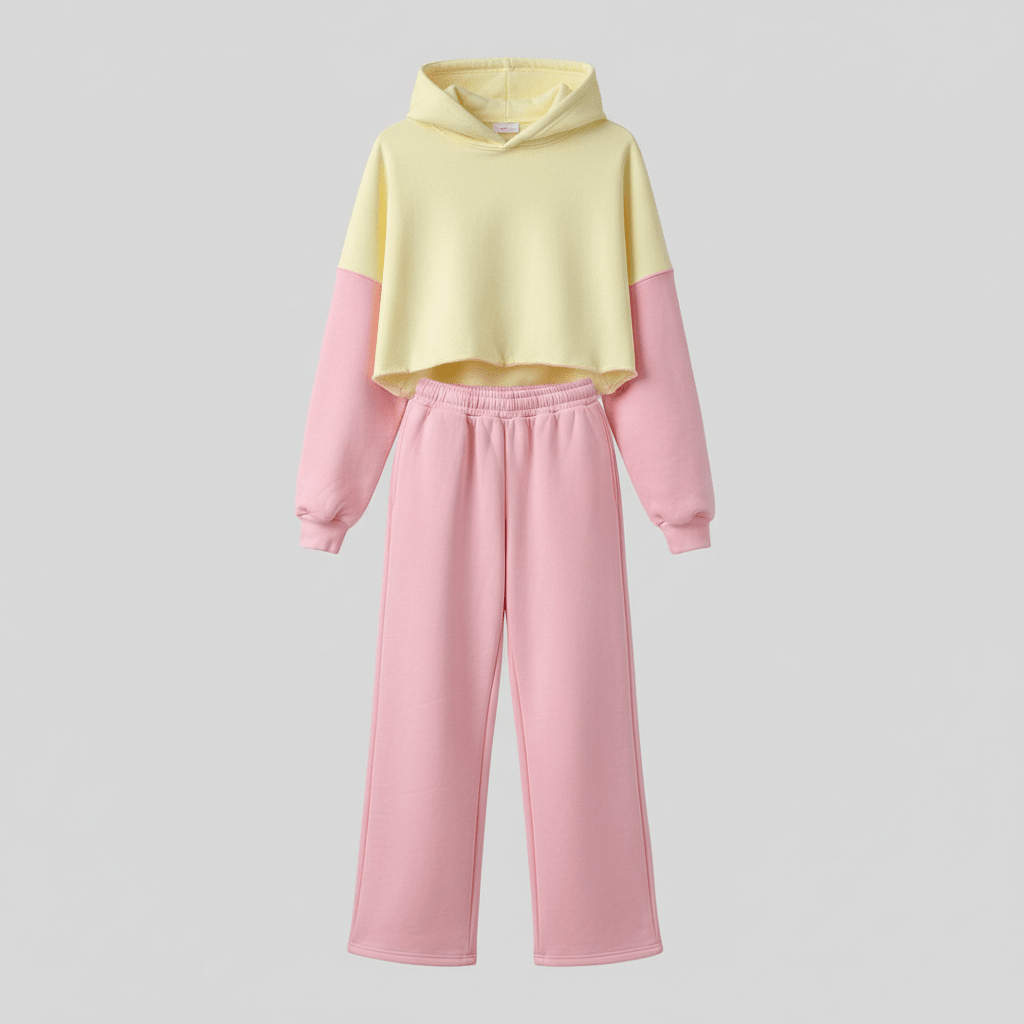 Elegantna Žuta Roza Trenerka Set – Trenerke – Univerzalna Žuta/Roza Kombinacija – slika 6