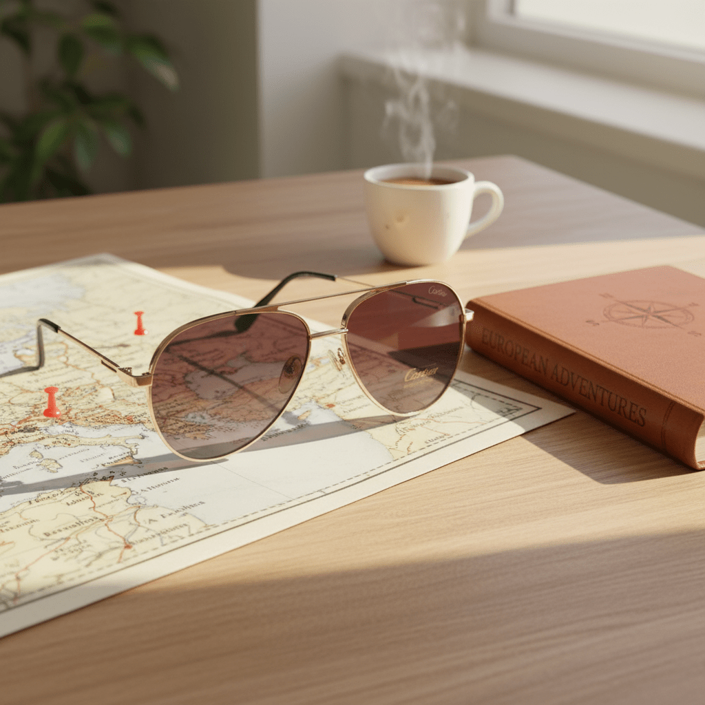 Elegantne Aviator Sunčane Naočale – Sunčane naočale – Zlatni okvir / Reflektirajuća Smeđa – slika 6