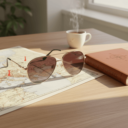 Elegantne Aviator Sunčane Naočale – Sunčane naočale – Zlatni okvir / Reflektirajuća Smeđa – slika 6