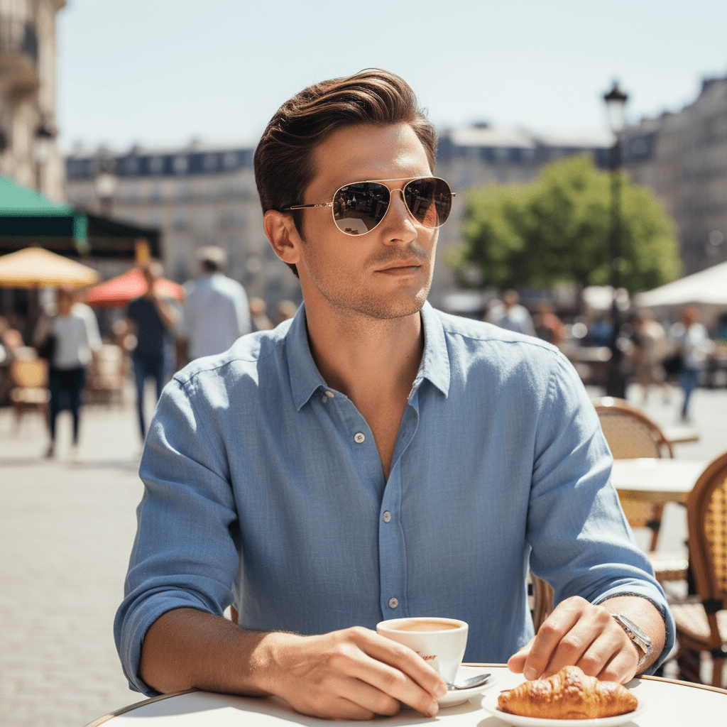 Elegantne Aviator Sunčane Naočale – Sunčane naočale – Zlatni okvir / Reflektirajuća Smeđa – slika 2