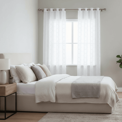 Elegantne Bijele Zavjese sa Hexagon Uzorkom | 140x240 cm – Zavjese i Paravani – Bijela 140 x 240 cm – slika 4
