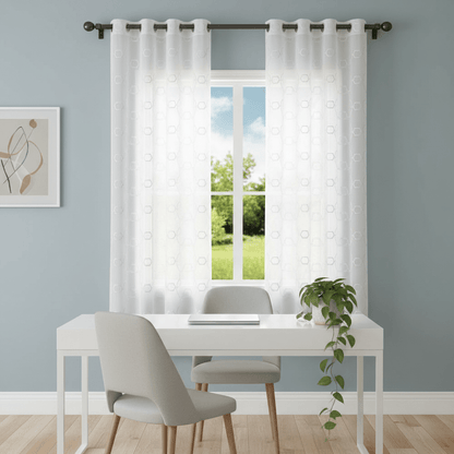 Elegantne Bijele Zavjese sa Hexagon Uzorkom | 140x240 cm – Zavjese i Paravani – Bijela 140 x 240 cm – slika 1