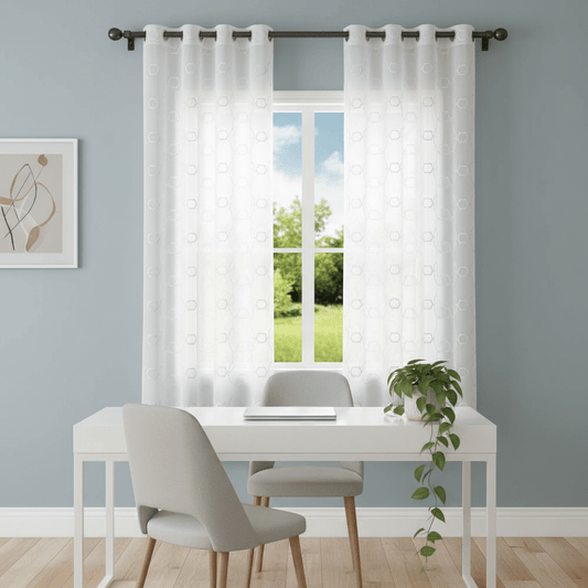 Elegantne Bijele Zavjese sa Hexagon Uzorkom | 140x240 cm – Zavjese i Paravani – Bijela 140 x 240 cm – slika 1