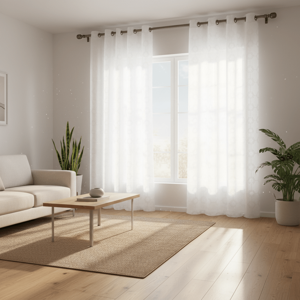 Elegantne Bijele Zavjese sa Hexagon Uzorkom | 140x240 cm – Zavjese i Paravani – Bijela 140 x 240 cm – slika 2