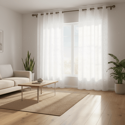 Elegantne Bijele Zavjese sa Hexagon Uzorkom | 140x240 cm – Zavjese i Paravani – Bijela 140 x 240 cm – slika 2