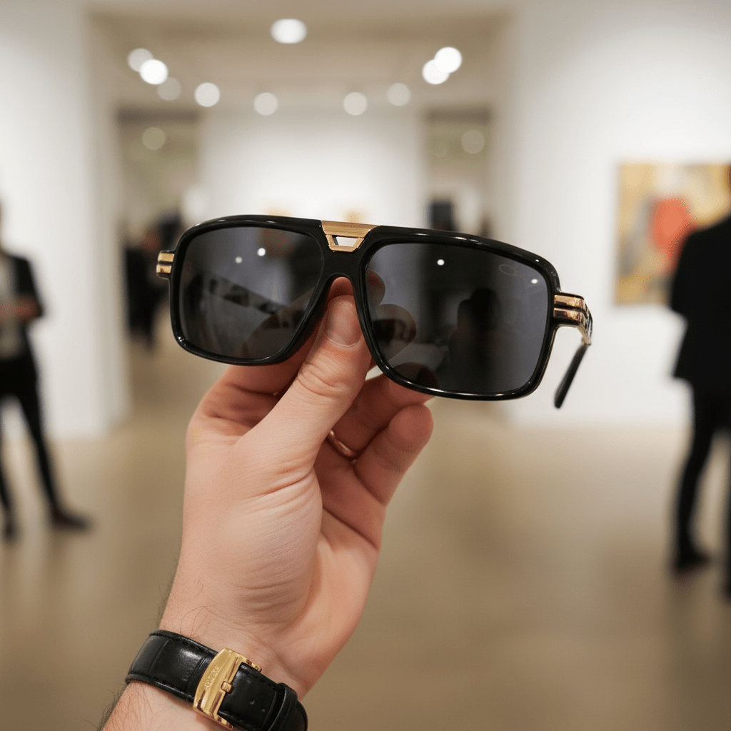 Elegantne Crne Sunčane Naočale – Naočale – Univerzalna Crna sa zlatnim detaljima – slika 5