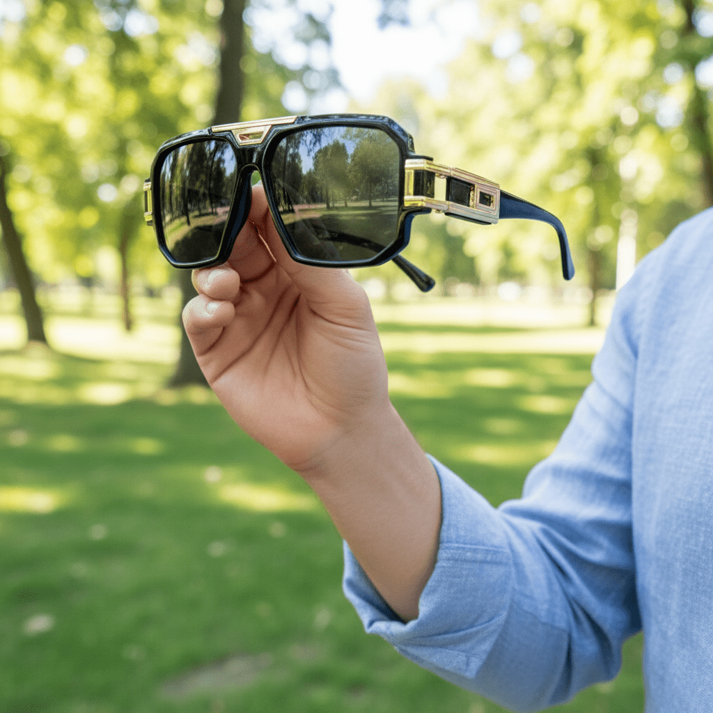 Elegantne Muške Sunčane Naočale – Sunčane naočale – Univerzalna Crna/Zlatna – slika 6