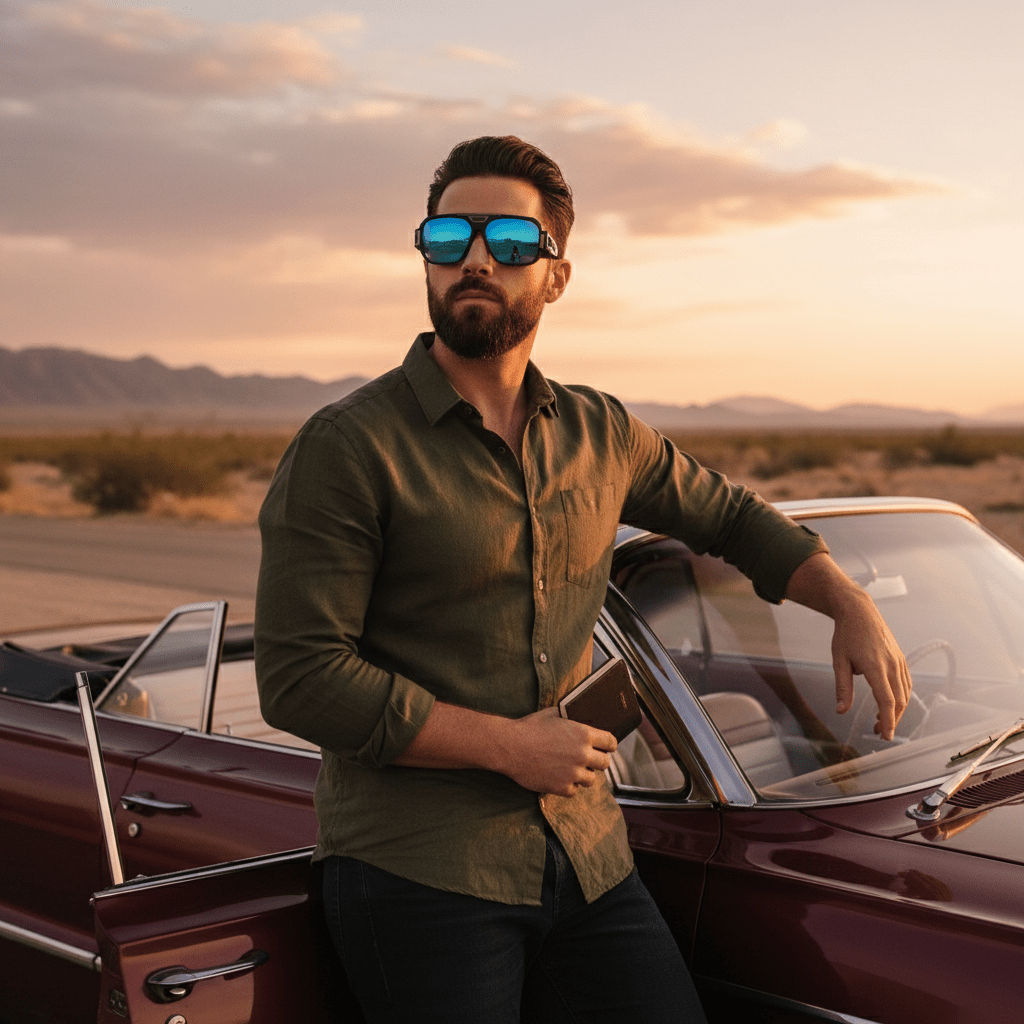 Elegantne Sunčane Naočale – Sunčane naočale – Crni okvir, plava stakla Univerzalna – slika 2