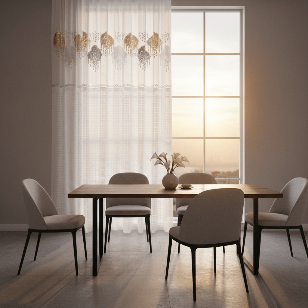 Elegantni Bijeli Paravan za Prozor sa Šljokicama i Čipkom - 140x240 cm – Zavjese i paravani – Bijela 140 x 240 cm – slika 1