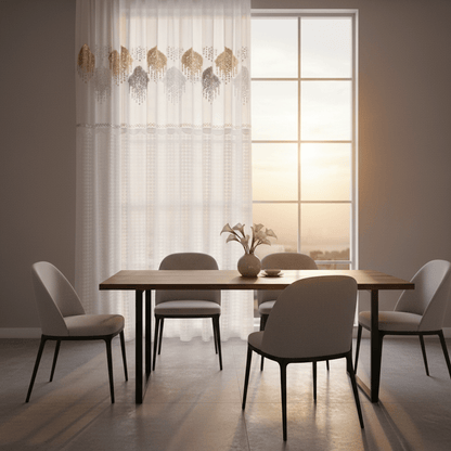 Elegantni Bijeli Paravan za Prozor sa Šljokicama i Čipkom - 140x240 cm – Zavjese i paravani – Bijela 140 x 240 cm – slika 1