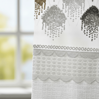Elegantni Bijeli Paravan za Prozor sa Šljokicama i Čipkom - 140x240 cm – Zavjese i paravani – Bijela 140 x 240 cm – slika 4