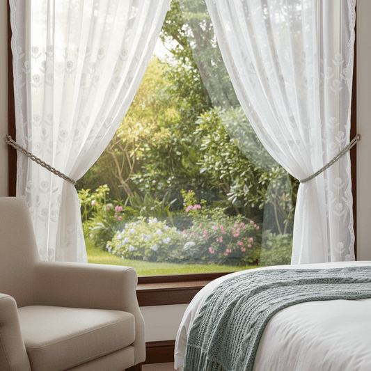 Elegantni Bijeli Paravani za Prozor s Cvjetnim Vezom 140x240 cm – Zavjese i paravani – 140 x 240 cm Bijela – slika 2