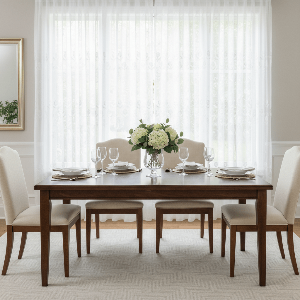 Elegantni Bijeli Paravani za Prozor s Cvjetnim Vezom 140x240 cm – Zavjese i paravani – 140 x 240 cm Bijela – slika 3