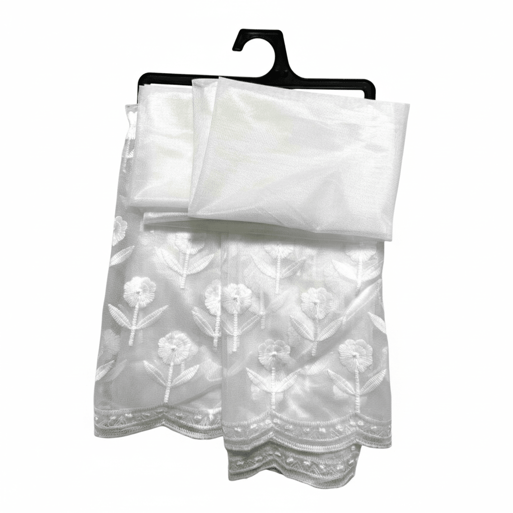 Elegantni Bijeli Paravani za Prozor s Cvjetnim Vezom 140x240 cm – Zavjese i paravani – 140 x 240 cm Bijela – slika 6