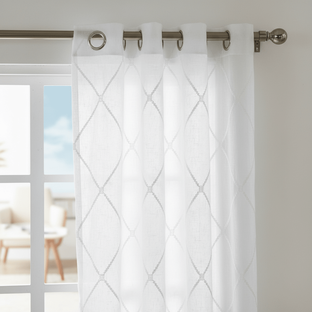 Elegantni Bijeli Prozirni Paravani za Prozor s Ringovima (140x240 cm) – Kućni tekstil – Bijela 140 x 240 cm – slika 1