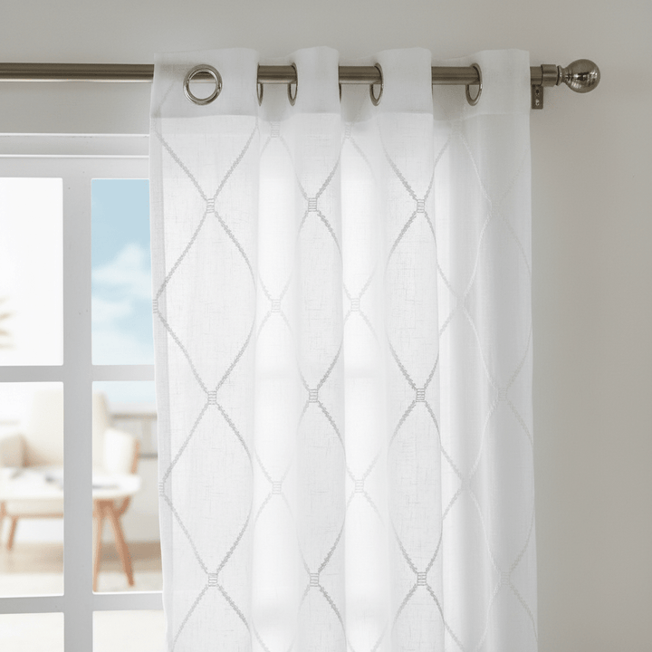 Elegantni Bijeli Prozirni Paravani za Prozor s Ringovima (140x240 cm)