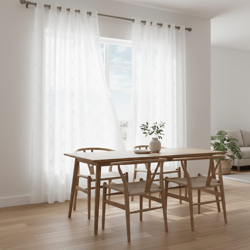 Elegantni Bijeli Prozirni Paravani za Prozor s Ringovima (140x240 cm) – Kućni tekstil – Bijela 140 x 240 cm – slika 4
