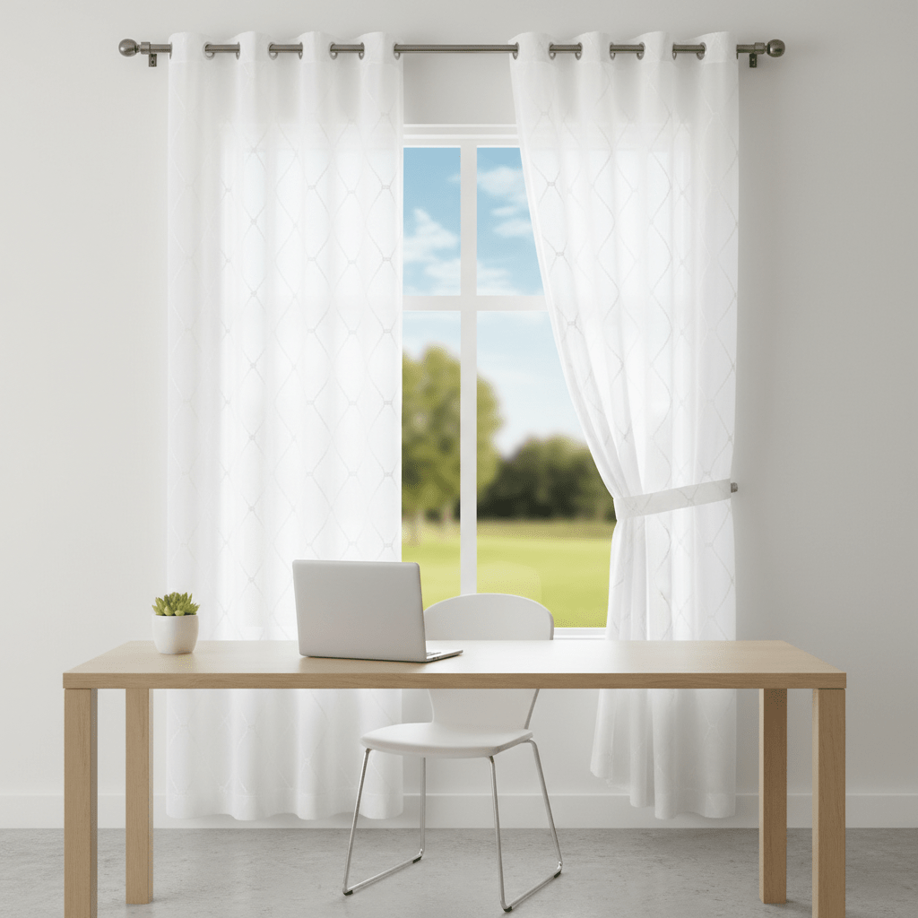 Elegantni Bijeli Prozirni Paravani za Prozor s Ringovima (140x240 cm) – Kućni tekstil – Bijela 140 x 240 cm – slika 5