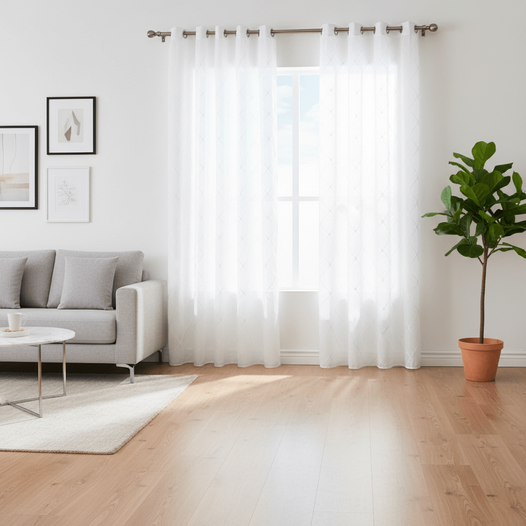 Elegantni Bijeli Prozirni Paravani za Prozor s Ringovima (140x240 cm) – Kućni tekstil – Bijela 140 x 240 cm – slika 2