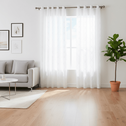 Elegantni Bijeli Prozirni Paravani za Prozor s Ringovima (140x240 cm) – Kućni tekstil – Bijela 140 x 240 cm – slika 2
