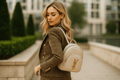 Elegantni Brendirani Ruksak – – Bež – slika 14