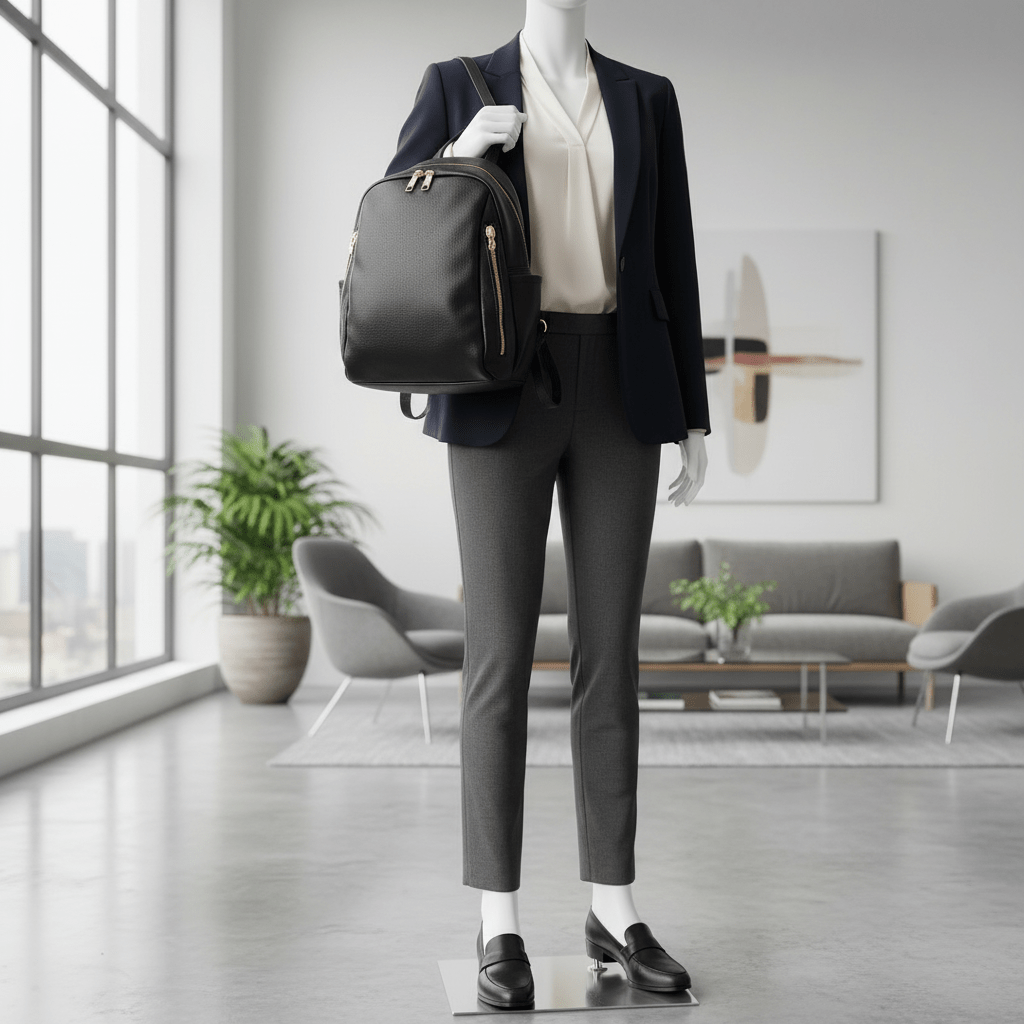 Elegantni Crni Ruksak sa Zlatnim Detaljima – Ruksaci – Crna – slika 5