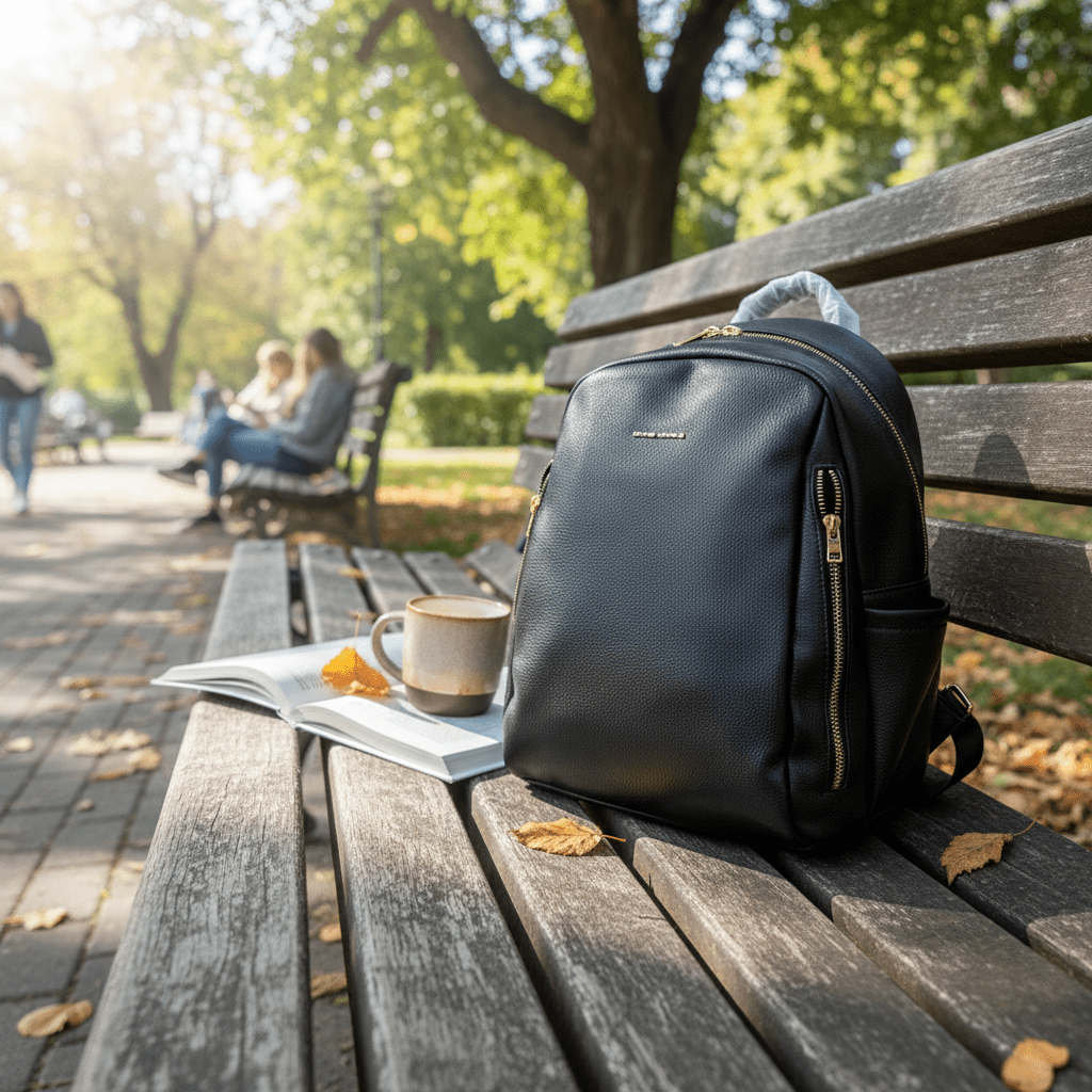 Elegantni Crni Ruksak sa Zlatnim Detaljima – Ruksaci – Crna – slika 3