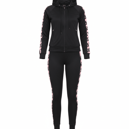 Elegantni Crni Sportski Komplet s Rozim Detaljima – Ženska odjeća – S – slika 5