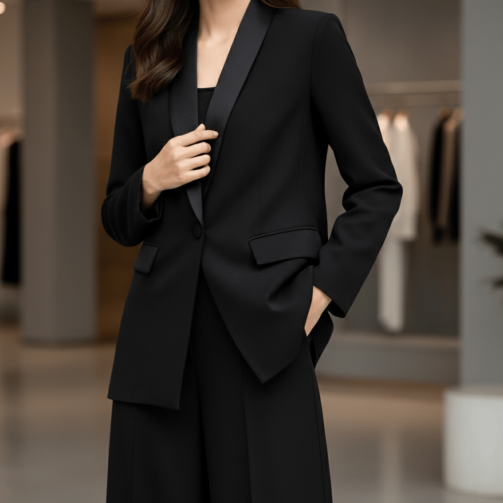 Elegantni Crni Ženski Komplet: Sako i Hlače – Ženski kompleti – Univerzalna Crna – slika 5