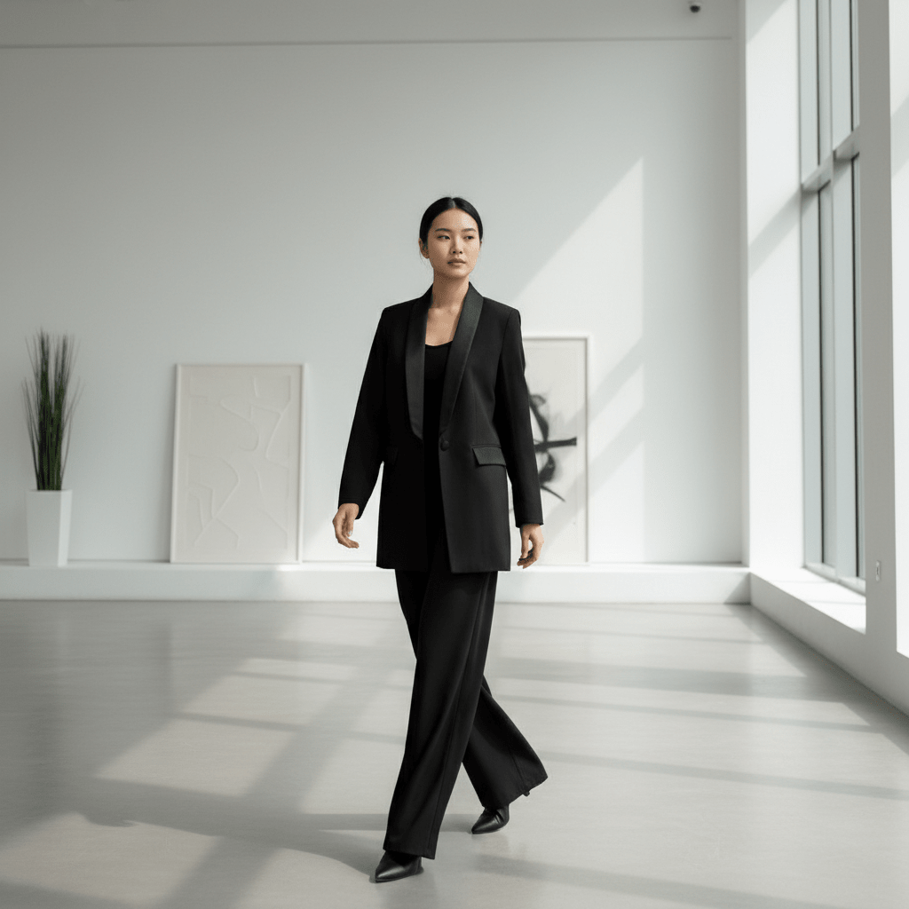 Elegantni Crni Ženski Komplet: Sako i Hlače – Ženski kompleti – Univerzalna Crna – slika 4