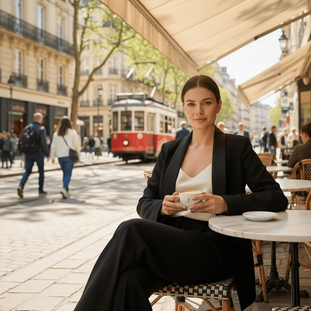 Elegantni Crni Ženski Komplet: Sako i Hlače – Ženski kompleti – Univerzalna Crna – slika 3