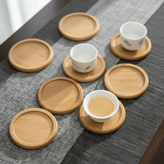 Elegantni Drveni Podmetači za Čaše - Set od 6 Komada – Kućni dekor – Prirodno drvo Set od 6 – slika 1