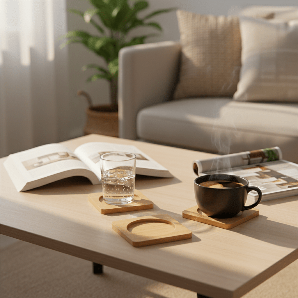Elegantni Drveni Podmetači za Čaše - Set od 6 komada – Podmetači – Set od 6 komada – slika 3
