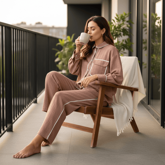 Elegantni Dvodijelni Komplet UMS – Ženski Dvodijelni Komplet – M Boja Terakote – slika 1