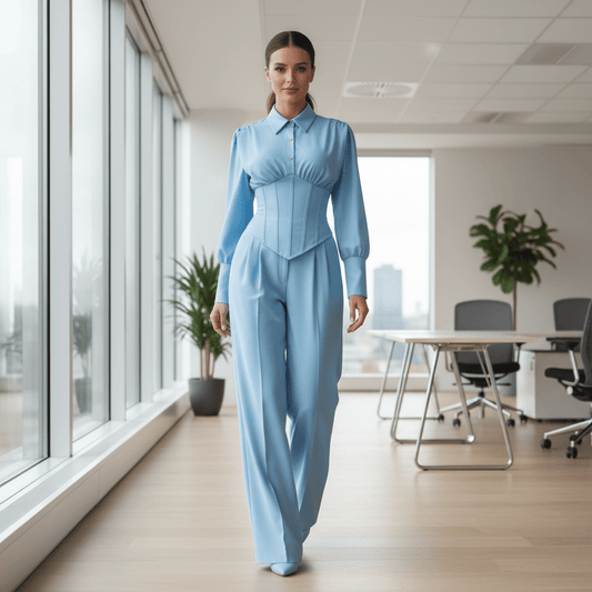 Elegantni Dvodijelni Nebesko Plavi Set – Ženska Odjeća – Univerzalna Nebesko Plava – slika 1