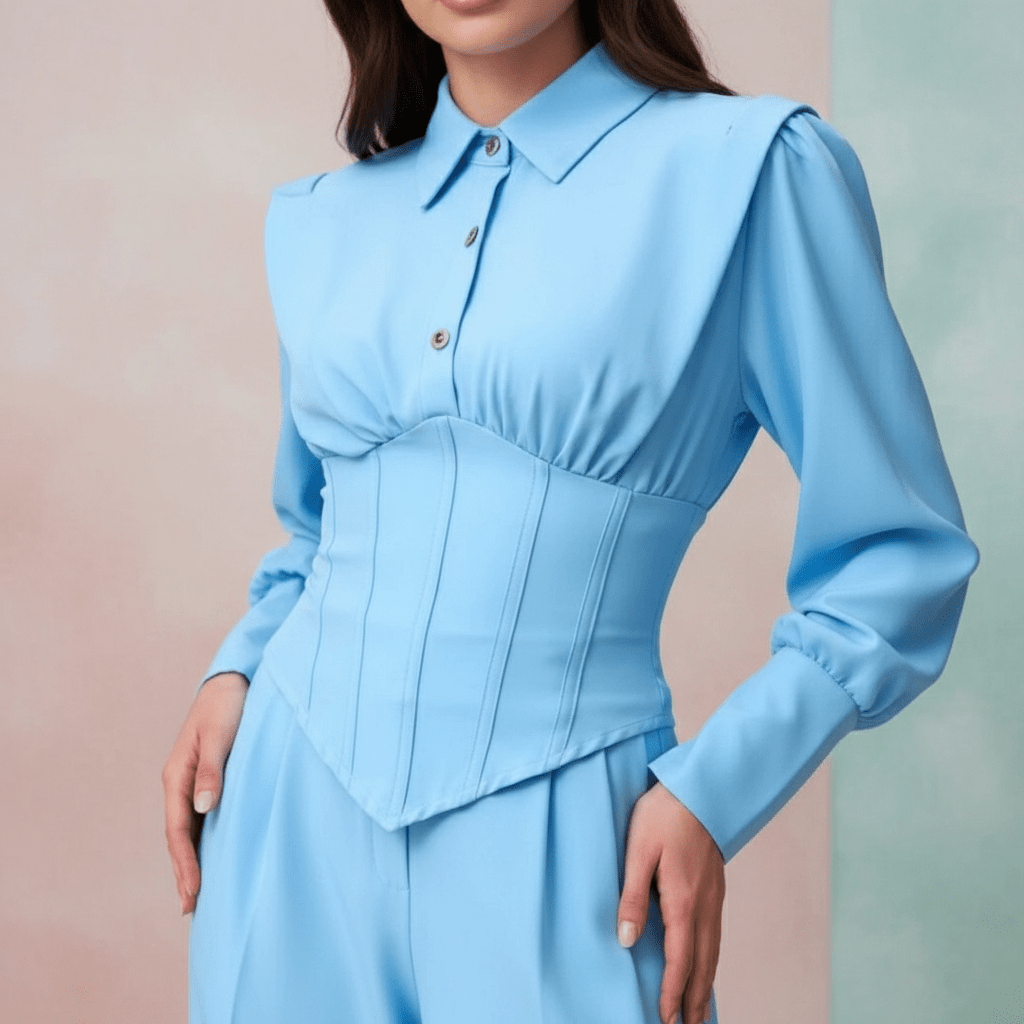 Elegantni Dvodijelni Nebesko Plavi Set – Ženska Odjeća – Univerzalna Nebesko Plava – slika 5