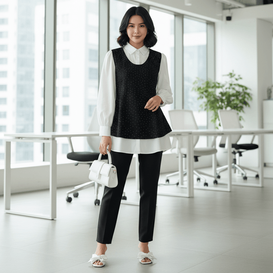 Elegantni Dvodijelni Set – Ženska odjeća – M Crno - bijela – slika 1