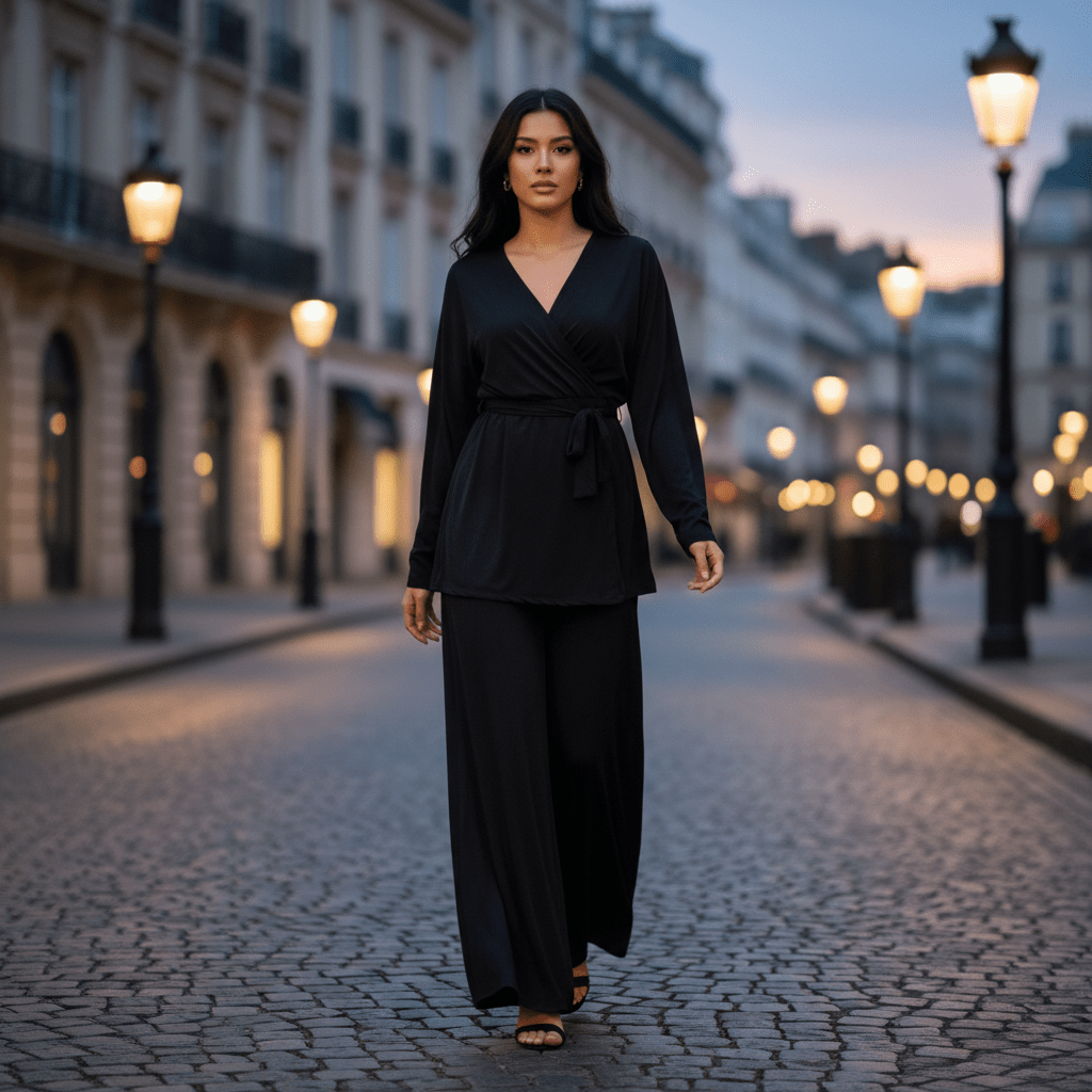 Elegantni Dvodijelni Set "Grace" – Ženska odjeća – S Crna – slika 3