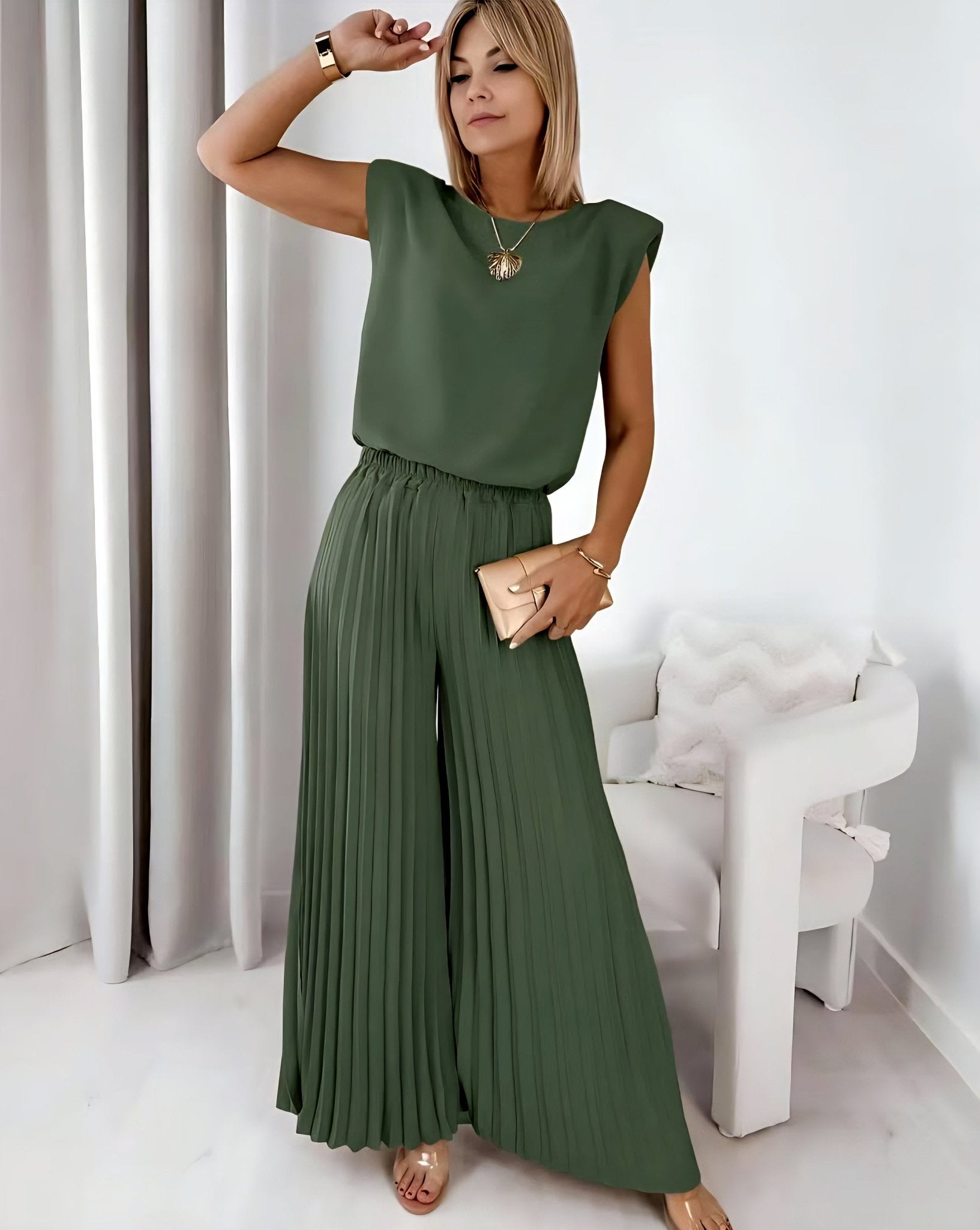 Elegantni Dvodijelni Set s Lepršavim Pantalonama - SAMO KLIKNI