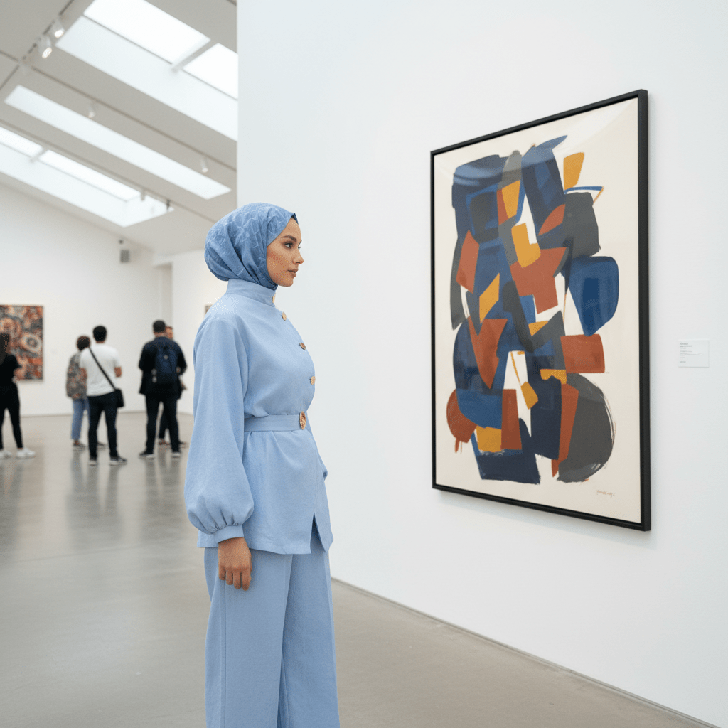 Elegantni Laneni Dvodijelni Komplet s Pojasom – Ženska odjeća - Kompleti – Univerzalna Svijetloplava – slika 4