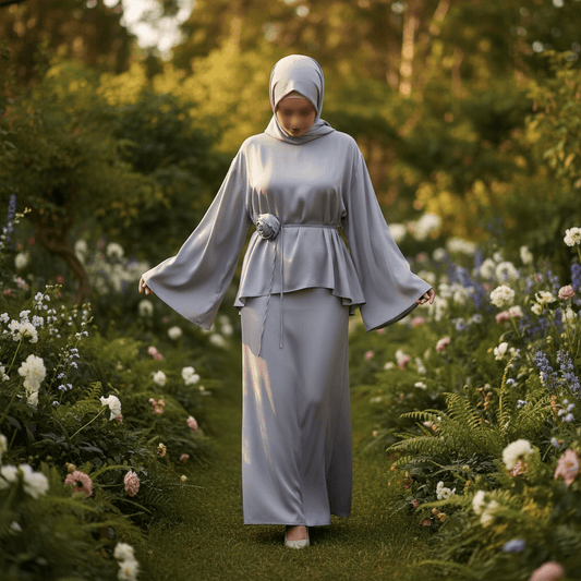 Elegantni Modni Set od Medinske Svile sa Detaljem Ruže – Ženski Modni Set – Univerzalna – slika 1