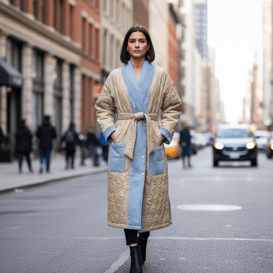 Elegantni Prošiveni Mantil s Detaljima od Trapera – Savršen za Prijelazno Razdoblje – Ženski Kaputi – S – slika 1