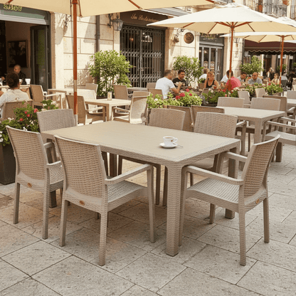 Elegantni Ratan Baštenski Stol 90 x 150 cm - Bež – Baštenski Stol – 90 x 150 x 75 cm Bež – slika 5