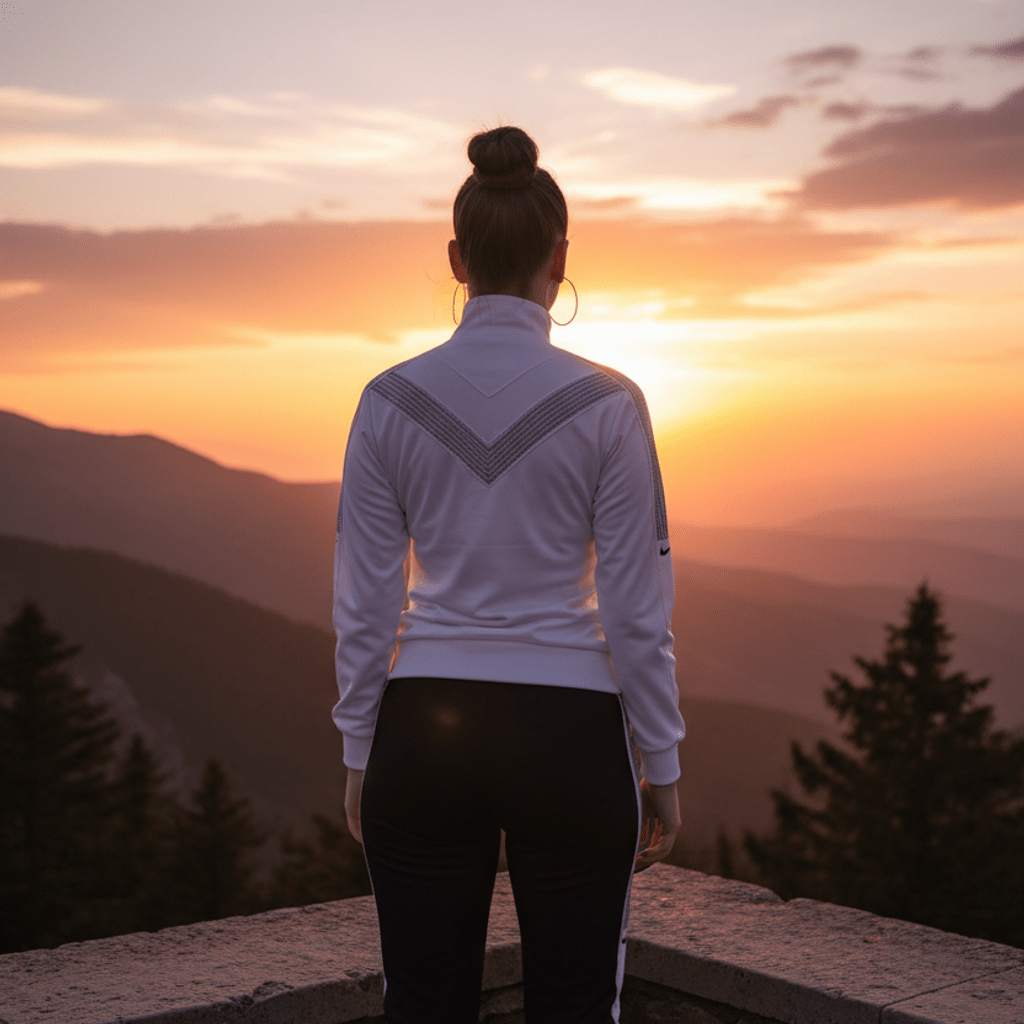 Elegantni Sportski Komplet - Bijela Jakna i Crne Hlače – Ženske trenirke – S – slika 5